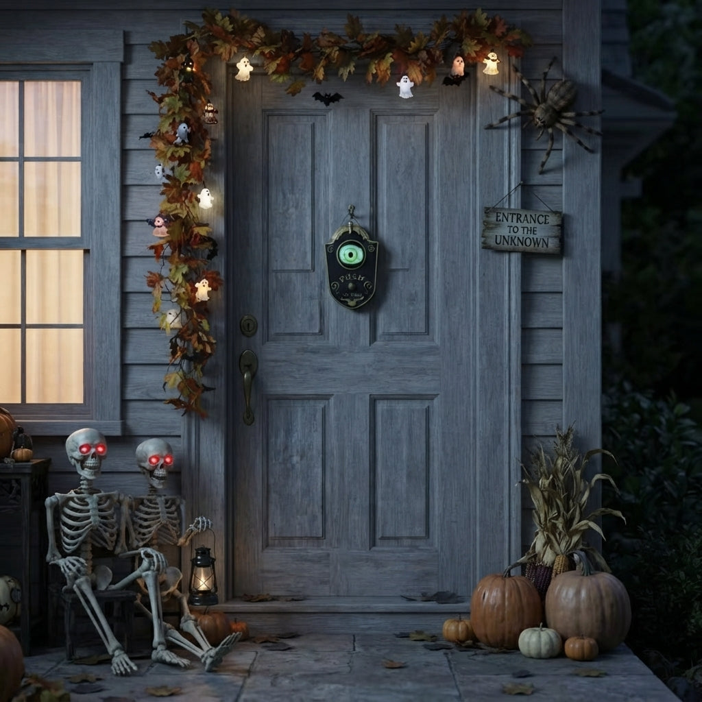 Animierte LED-Türklingel mit leuchtendem Auge für Halloween
