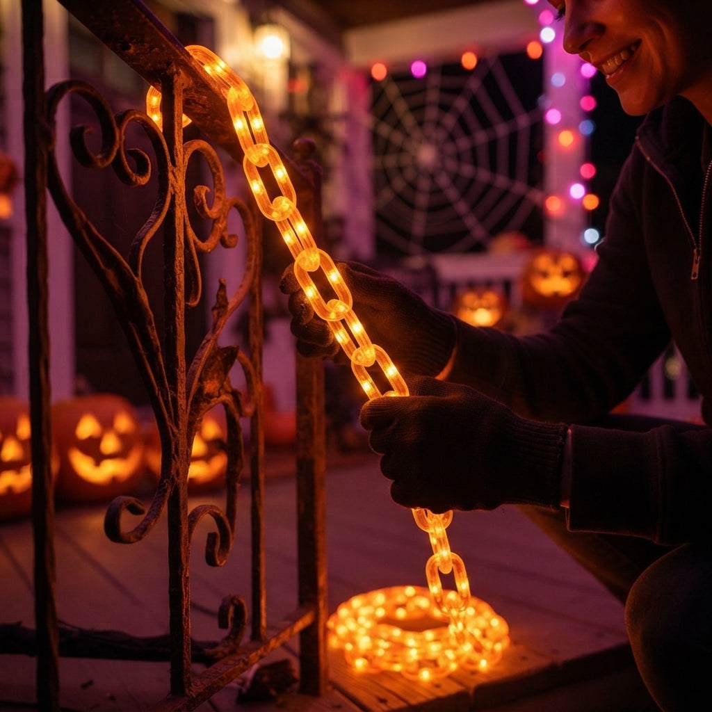 Solar LED Lichterkette Außen – Dekorative Gartenbeleuchtung Orange