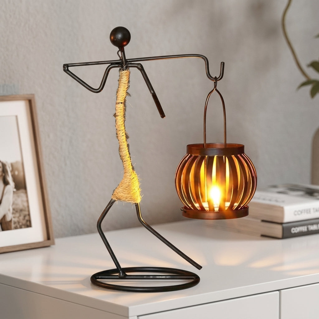 Kerzenständer Metallfigur Vintage – dekoratives Windlicht für Zuhause