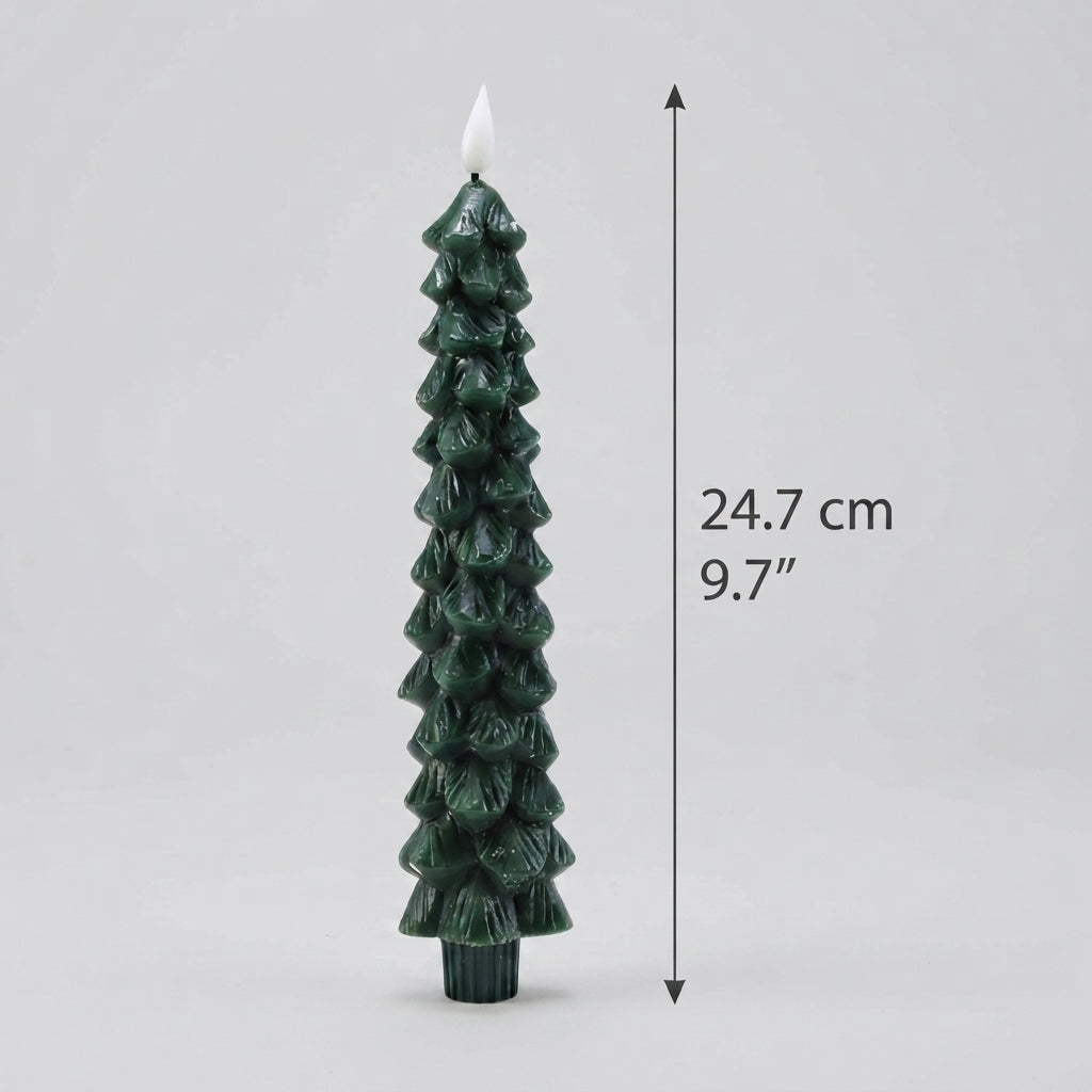 Kerze Tannenform mit Flammeneffekt und Fernbedienung