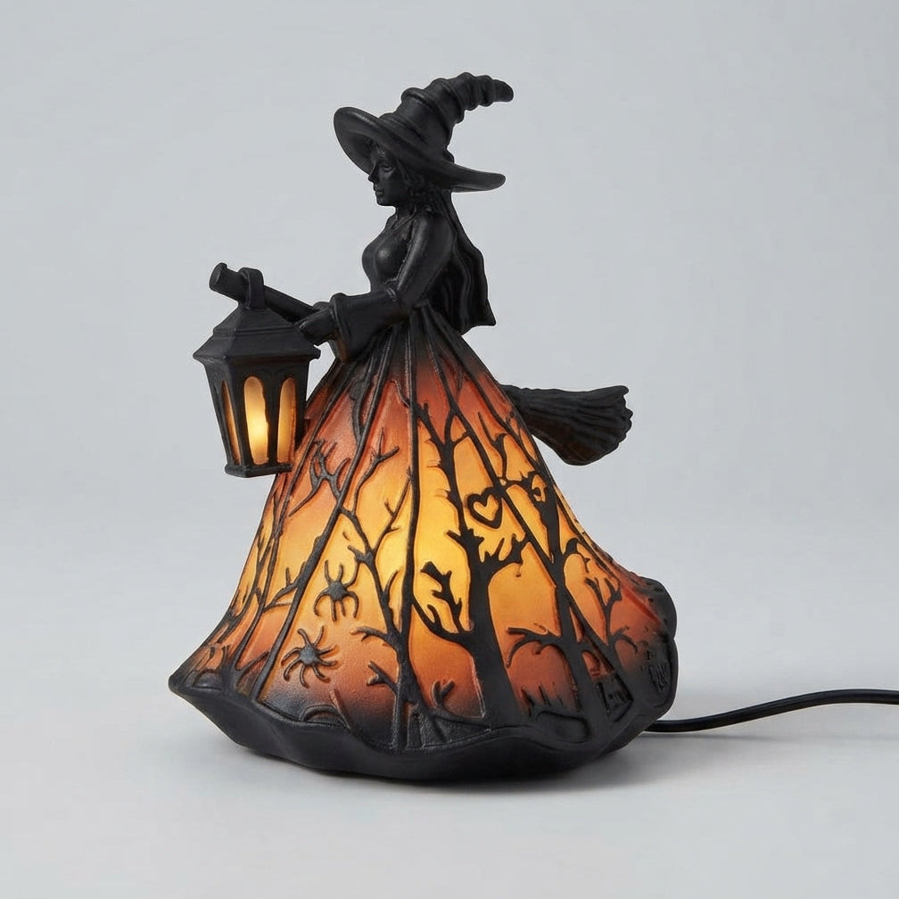 Hexen-Dekoleuchte mit Laterne – stimmungsvolles LED-Licht für Herbst