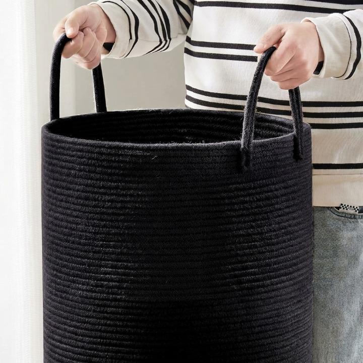 Geflochtener Baumwoll-Wäschekorb 58 Liter – faltbar und platzsparend