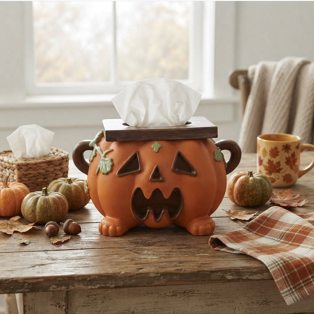 Kürbis Taschentuchbox aus Harz – Halloween Tischdeko mit Funktion