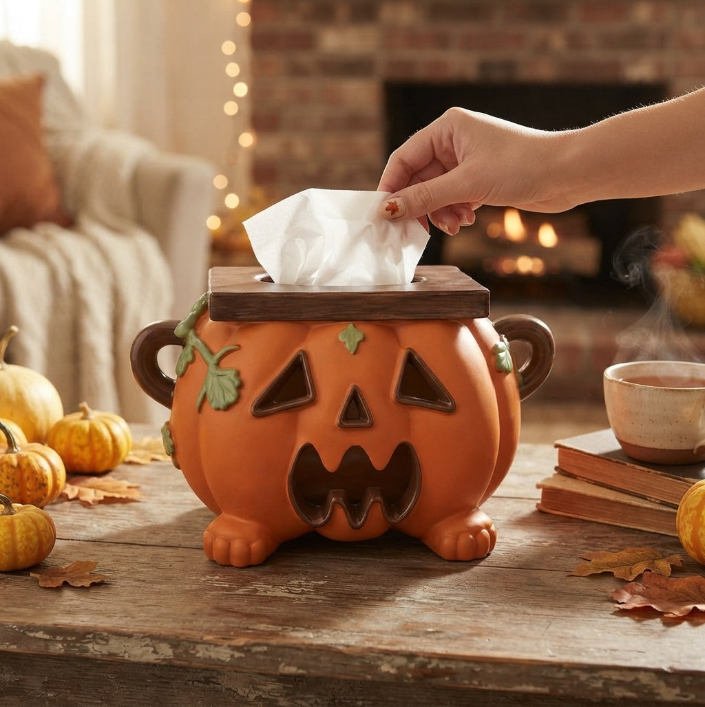 Kürbis Taschentuchbox aus Harz – Halloween Tischdeko mit Funktion