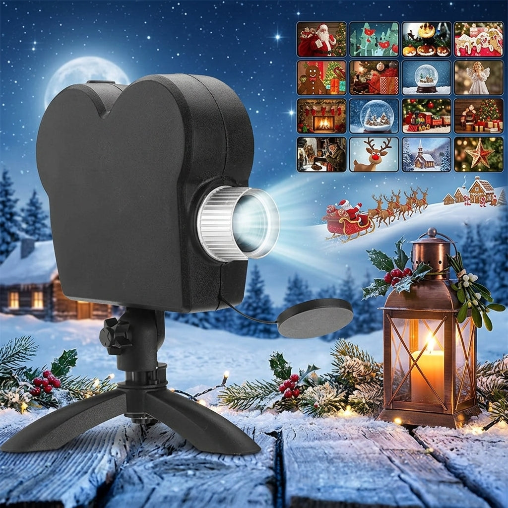Halloween Projektor mit 12 Gruselvideos, Stativ und Leinwand
