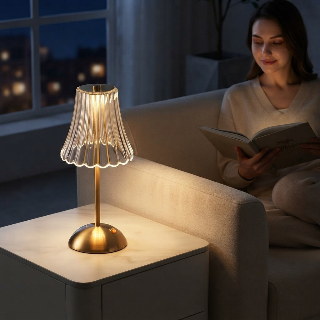 Kabellose Tischlampe mit Touch-Dimmer und Akku im Retro-Design