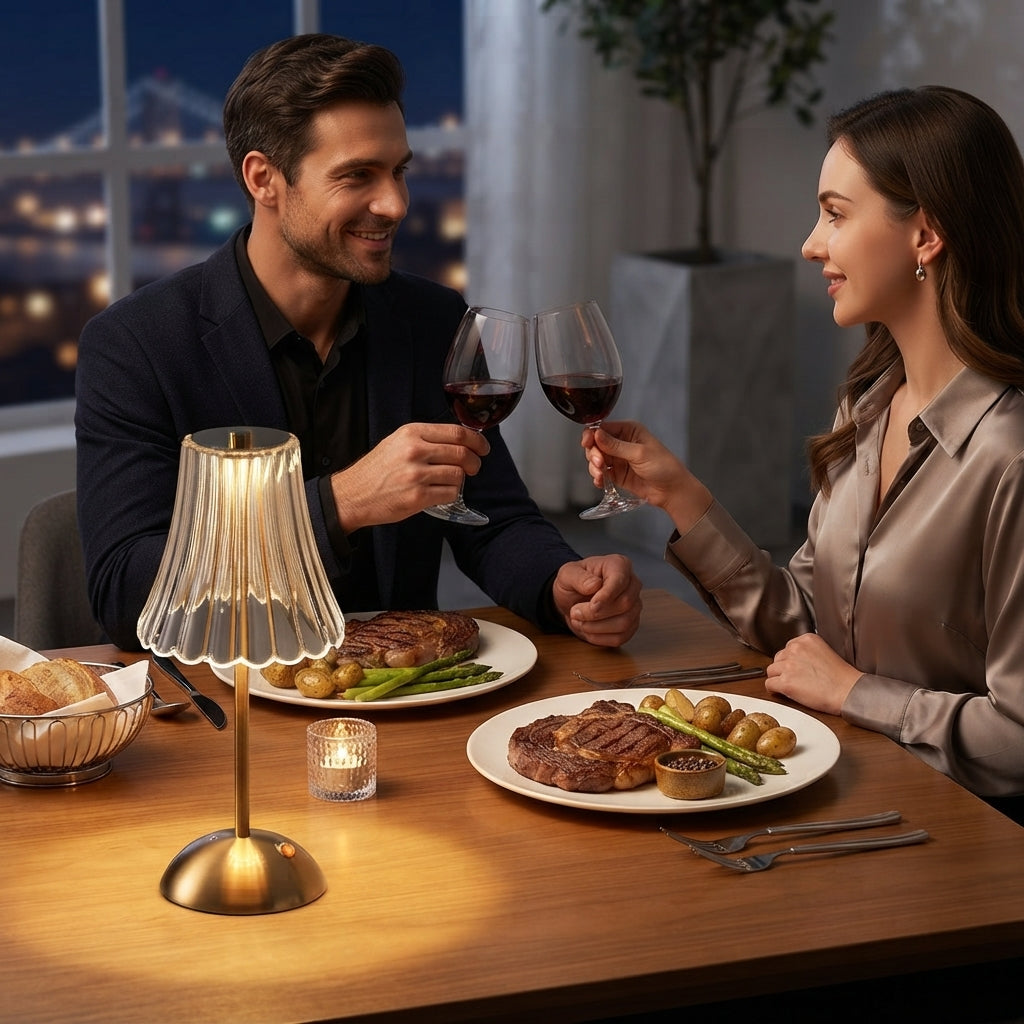 Kabellose Tischlampe mit Touch-Dimmer und Akku im Retro-Design