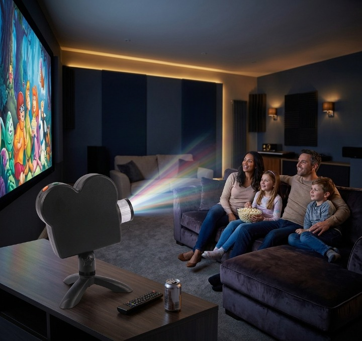 Halloween Projektor mit 12 Gruselvideos, Stativ und Leinwand