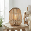 Rattan Laterne mit flammenloser LED-Kerze – handgeflochten