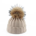Gestrickte Wintermütze mit Kunstfell-Pompon – Einheitsgröße