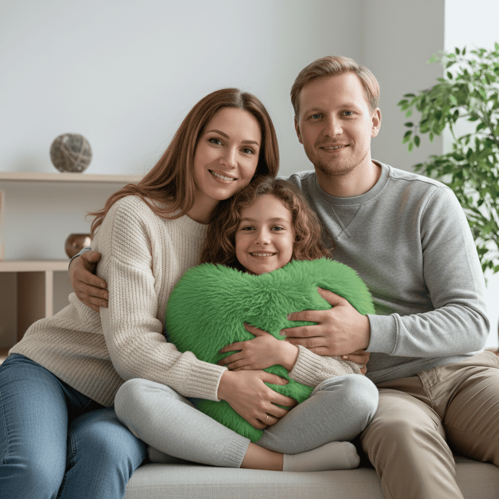 Herz Dekokissen mit Plüschstruktur – weiches Zierkissen