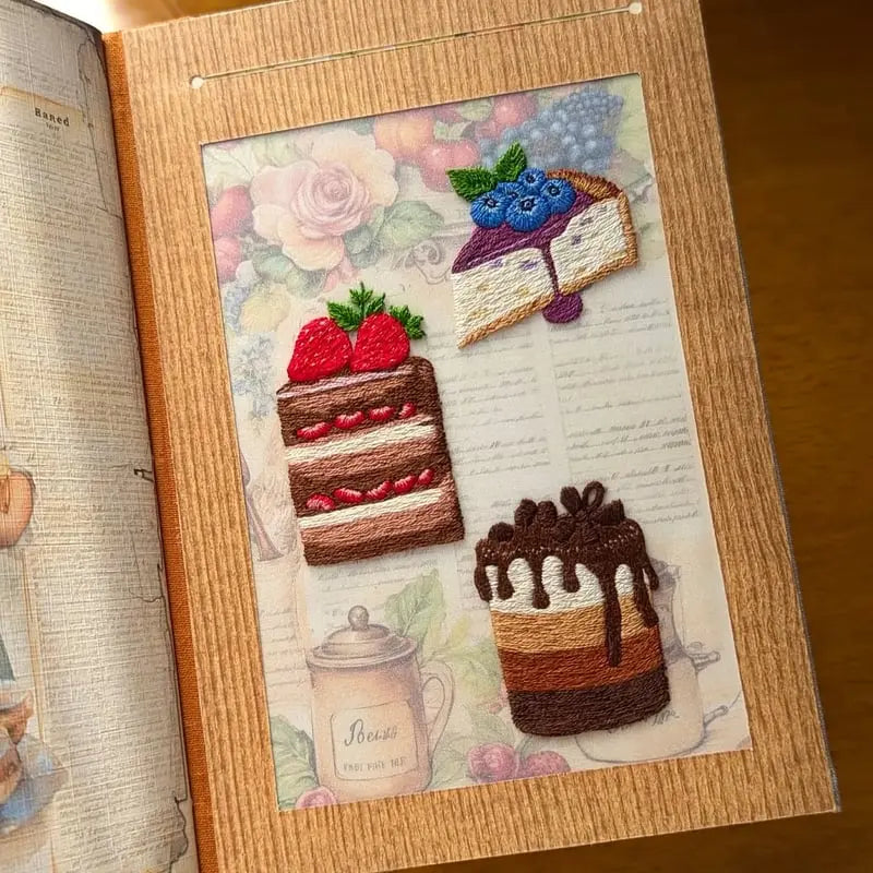 Rezeptbuch handbestickt mit spritzwassergeschützten Seiten