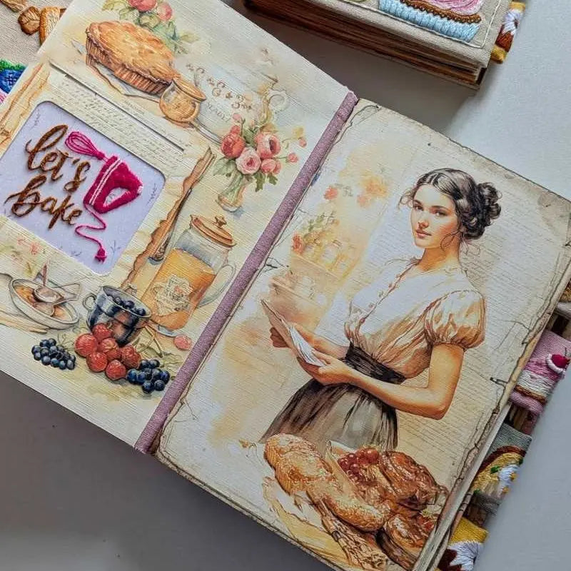 Rezeptbuch handbestickt mit spritzwassergeschützten Seiten