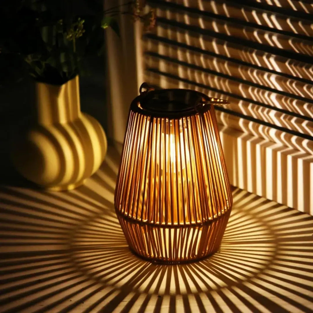 Solar Gartenlaterne Rattan wasserdicht LED Außenbeleuchtung