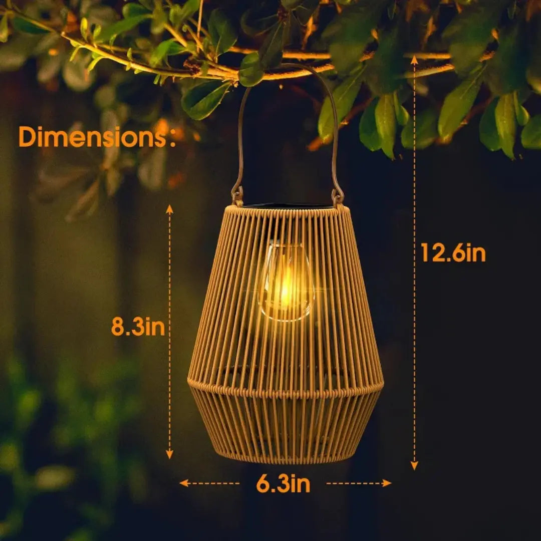 Solar Gartenlaterne Rattan wasserdicht LED Außenbeleuchtung