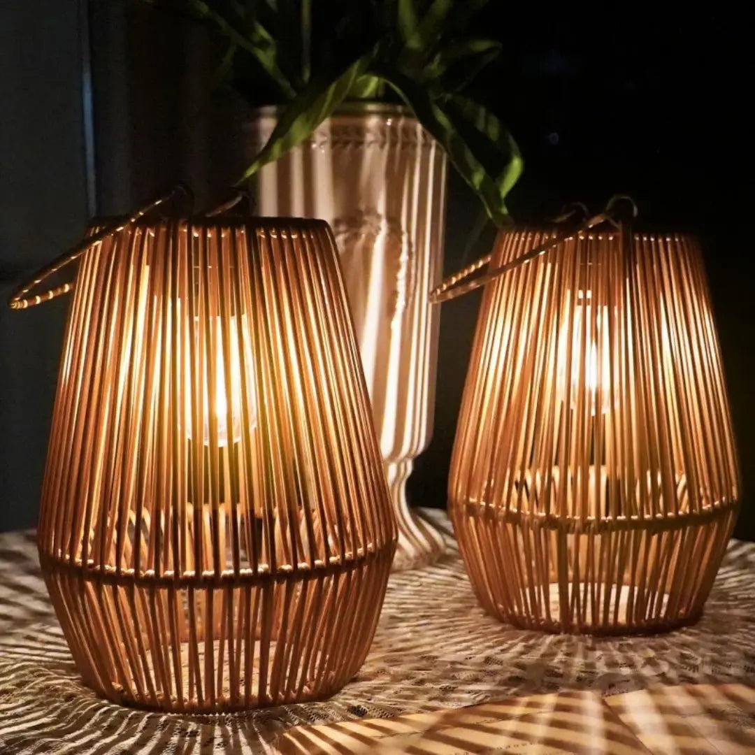 Solar Gartenlaterne Rattan wasserdicht LED Außenbeleuchtung