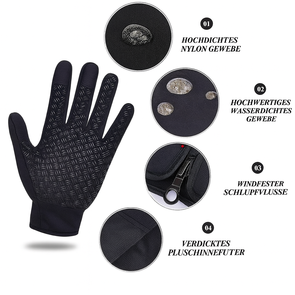 Wasserdichte Winterhandschuhe mit Touchscreen und Fleece-Futter