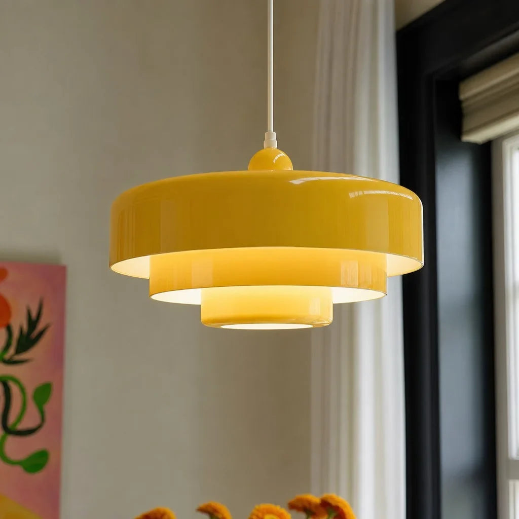 Dreilagige Scheiben-Pendelleuchte im Macaron-Design