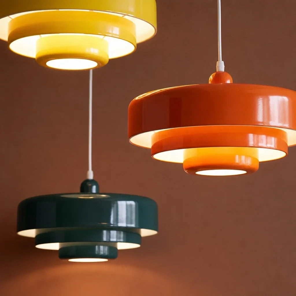 Dreilagige Scheiben-Pendelleuchte im Macaron-Design