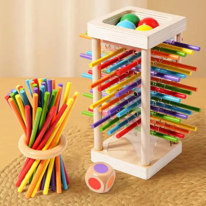 Geschicklichkeitsspiel Holz Kugelturm für Kinder ab 3 Jahren