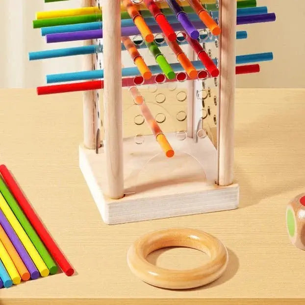 Geschicklichkeitsspiel Holz Kugelturm für Kinder ab 3 Jahren
