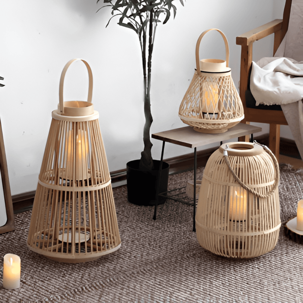 Rattan Laterne mit LED-Kerze – Handgeflochten für Innen und Außen