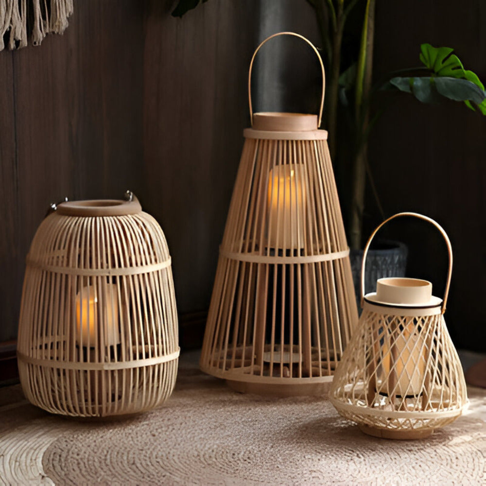 Rattan Laterne mit LED-Kerze – Handgeflochten für Innen und Außen