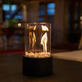 Tischkamin mit Glaszylinder – Bioethanol Tischfeuer für drinnen und draußen