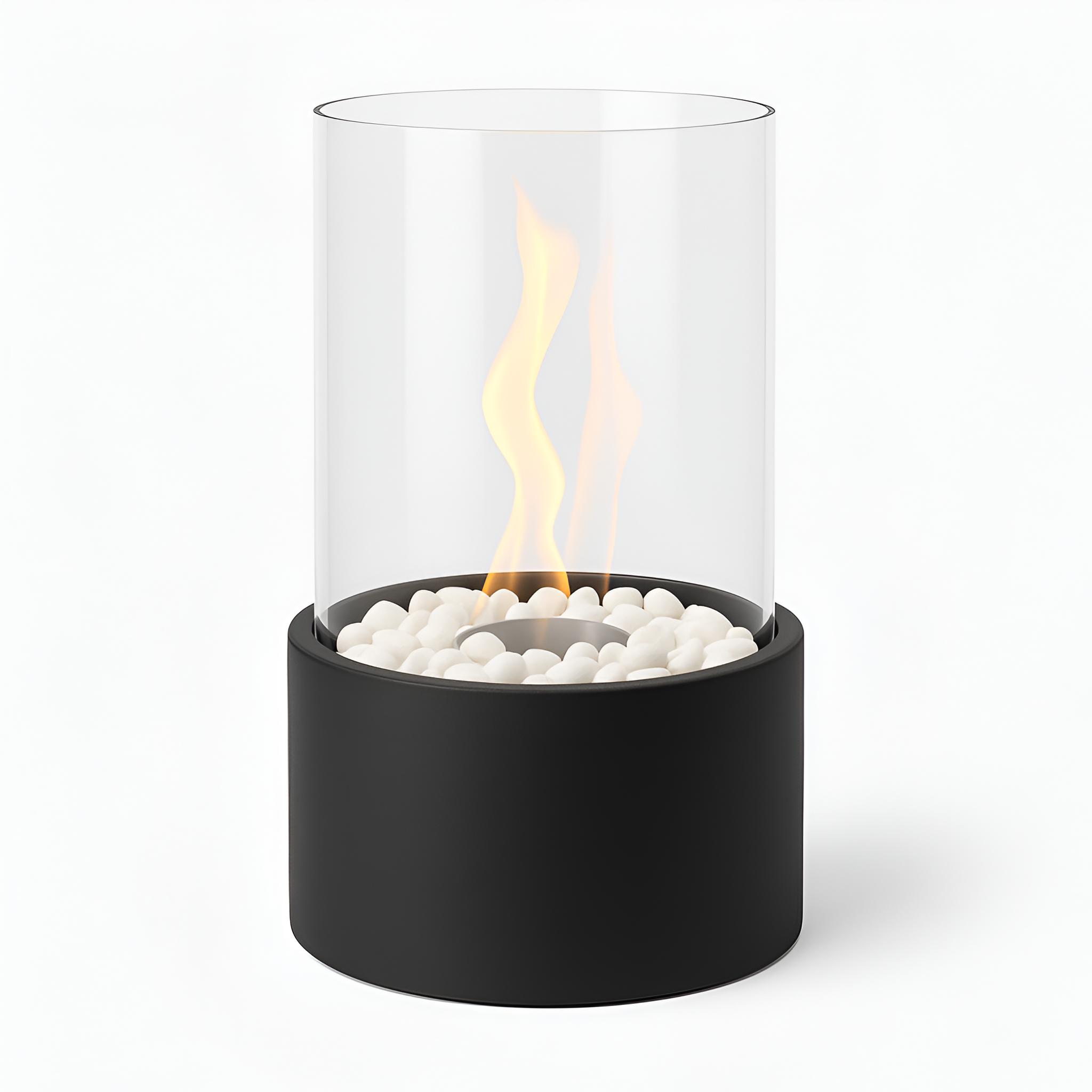 Tischkamin mit Glaszylinder – Bioethanol Tischfeuer für drinnen und draußen