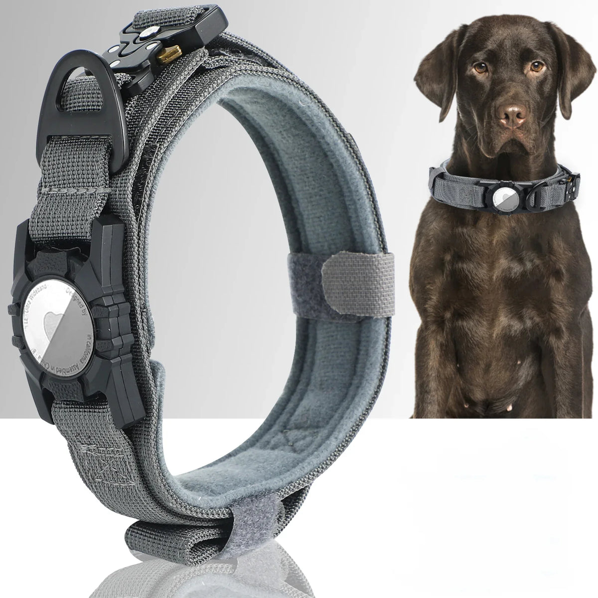 Hundehalsband mit AirTag-Halter und Griff aus robustem Nylon
