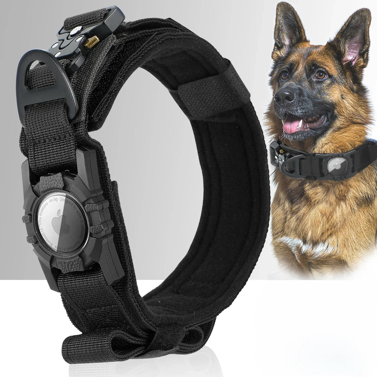 Hundehalsband mit AirTag-Halter und Griff aus robustem Nylon