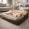 Orthopädisches Hundebett mit Kopfkissen – Memory Foam für große Hunde
