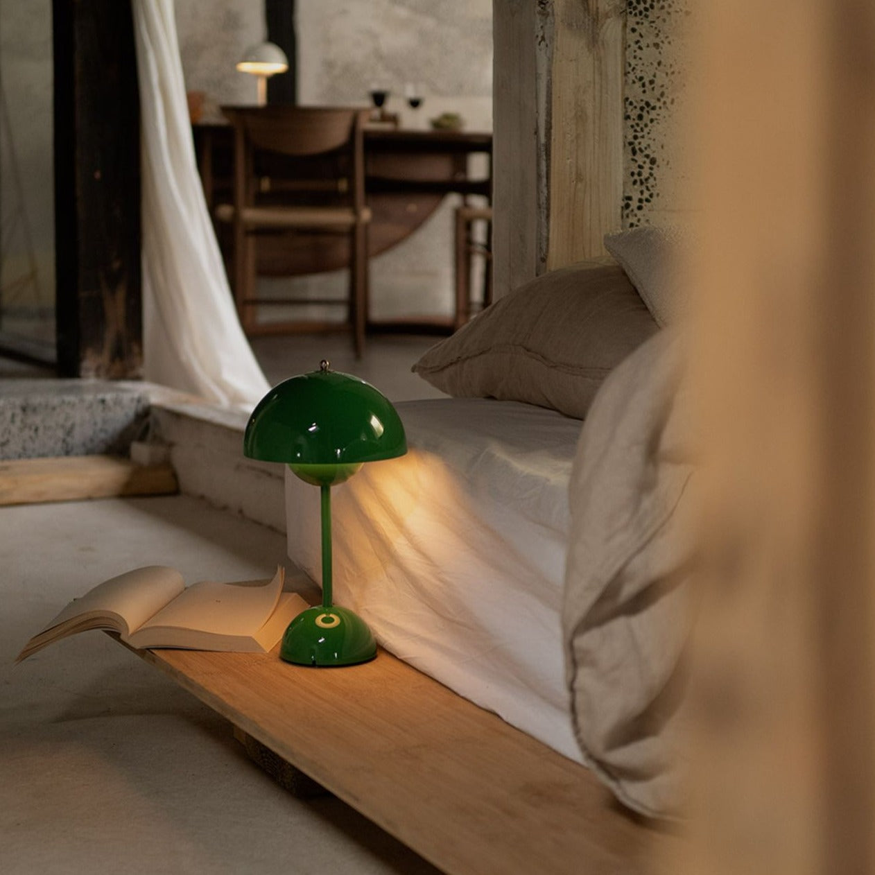 Kabellose LED-Tischlampe Retro-Pilz-Design dimmbar per Touch