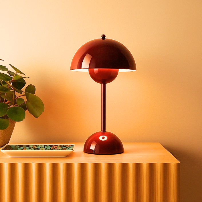 Kabellose LED-Tischlampe Retro-Pilz-Design dimmbar per Touch