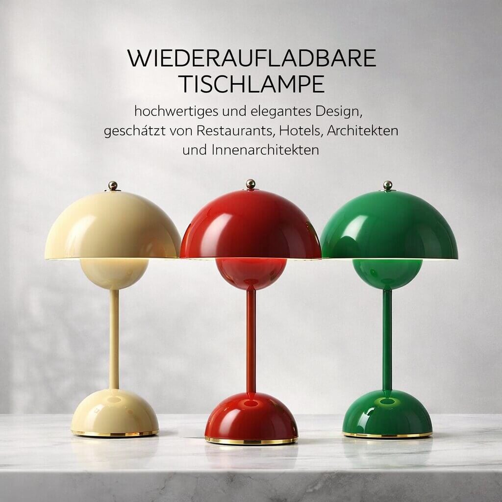 Kabellose LED-Tischlampe mit Akku – dimmbar, warmweißes Licht