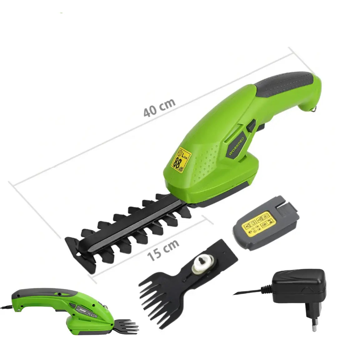 Akku Heckenschere mit Grasschere - 2 in 1 Gartenschere kabellos