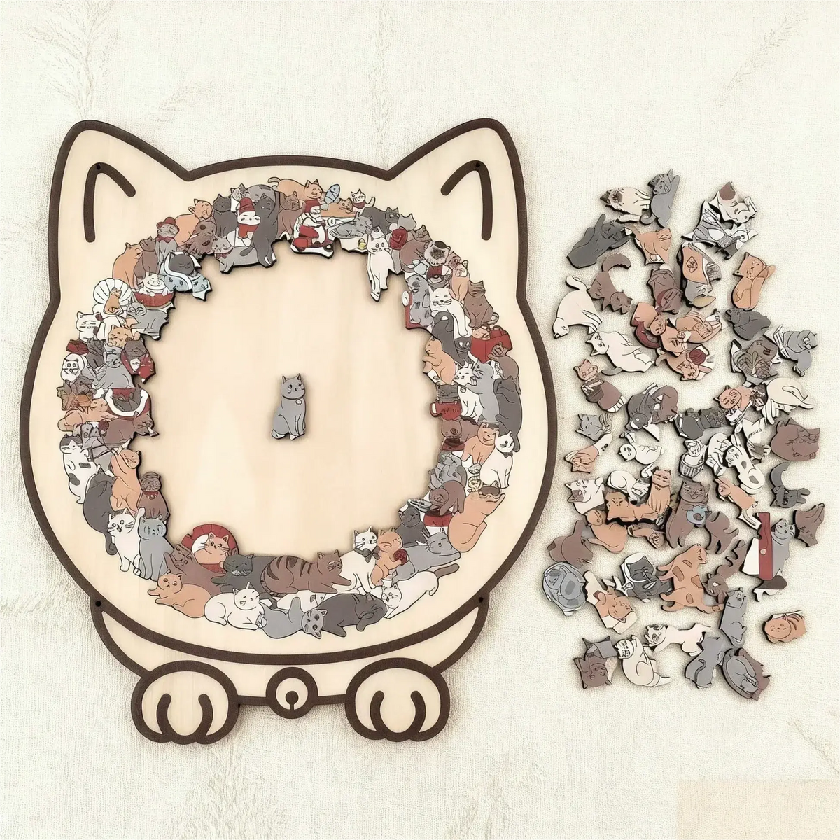 Katzenförmiges Puzzle mit 135 unregelmäßigen Teilen zum Entspannen
