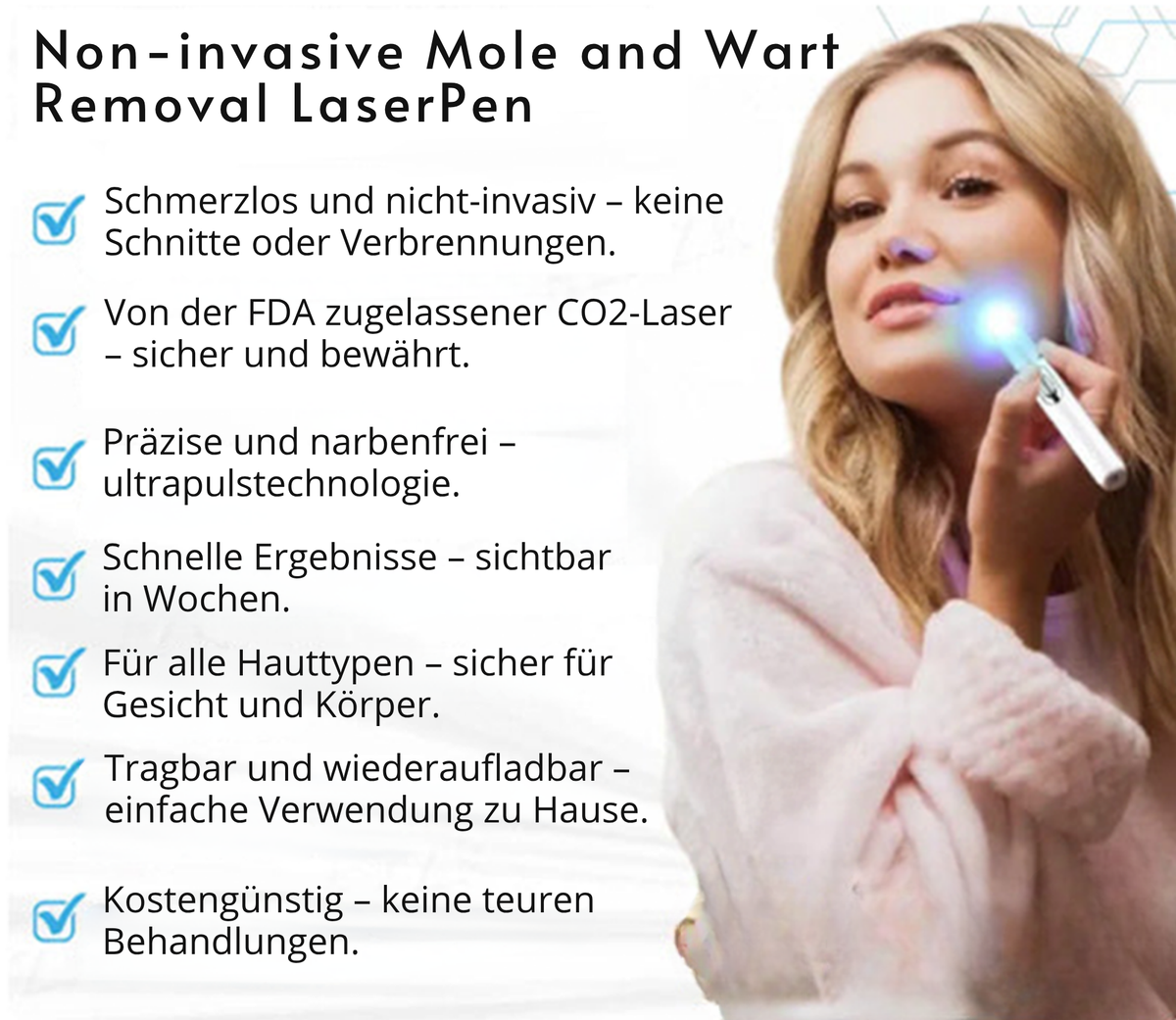 CO₂ Laser Pen für Hautunreinheiten - Warzen & Muttermale entfernen