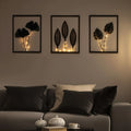 Wanddekoration mit Blättermotiv – 3er-Set mit warmweißem Licht