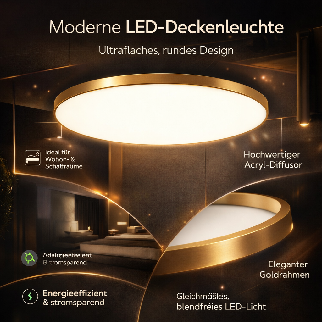 Runde LED Deckenleuchte flach – modern für Wohn- und Schlafzimmer