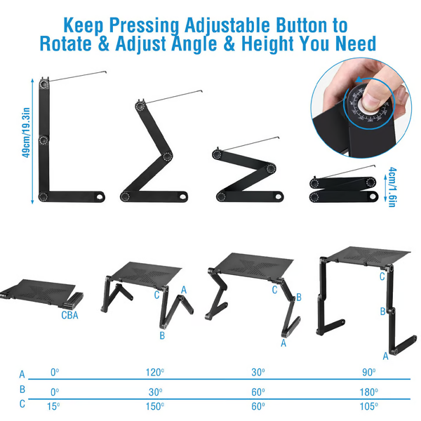 Aluminium Laptopständer verstellbar mit belüfteter Ablage