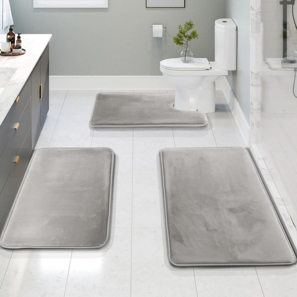 Memory Foam Badematten Set – weich, saugstark und rutschfest