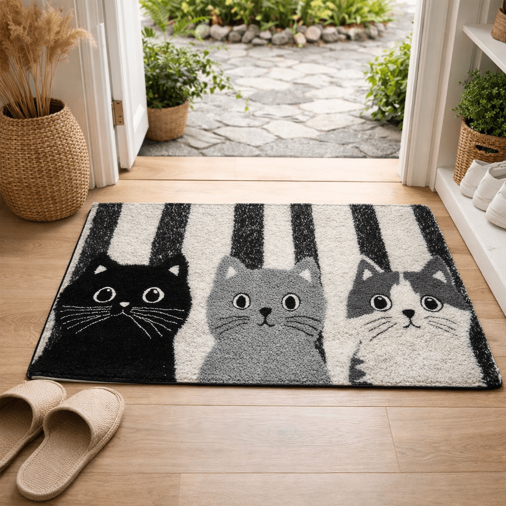 Fußmatte mit Katzen-Motiv – weich, wasserabweisend, für innen und außen