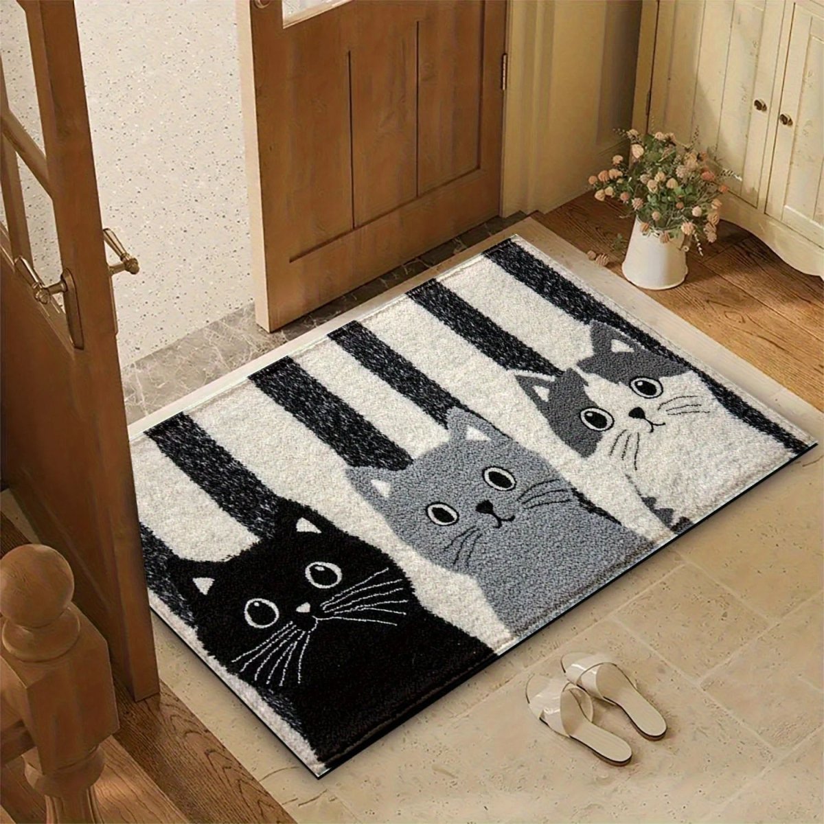 Fußmatte mit Katzen-Motiv – weich, wasserabweisend, für innen und außen