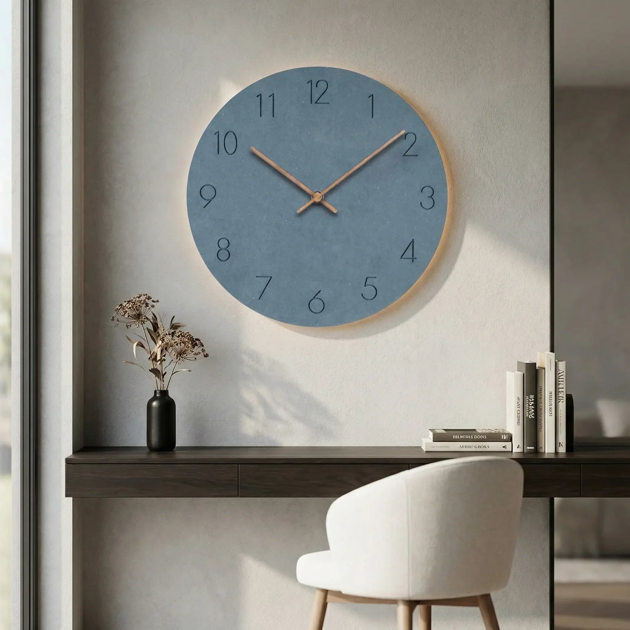 Runde Wanduhr mit lautlosem Uhrwerk – minimalistisches Design