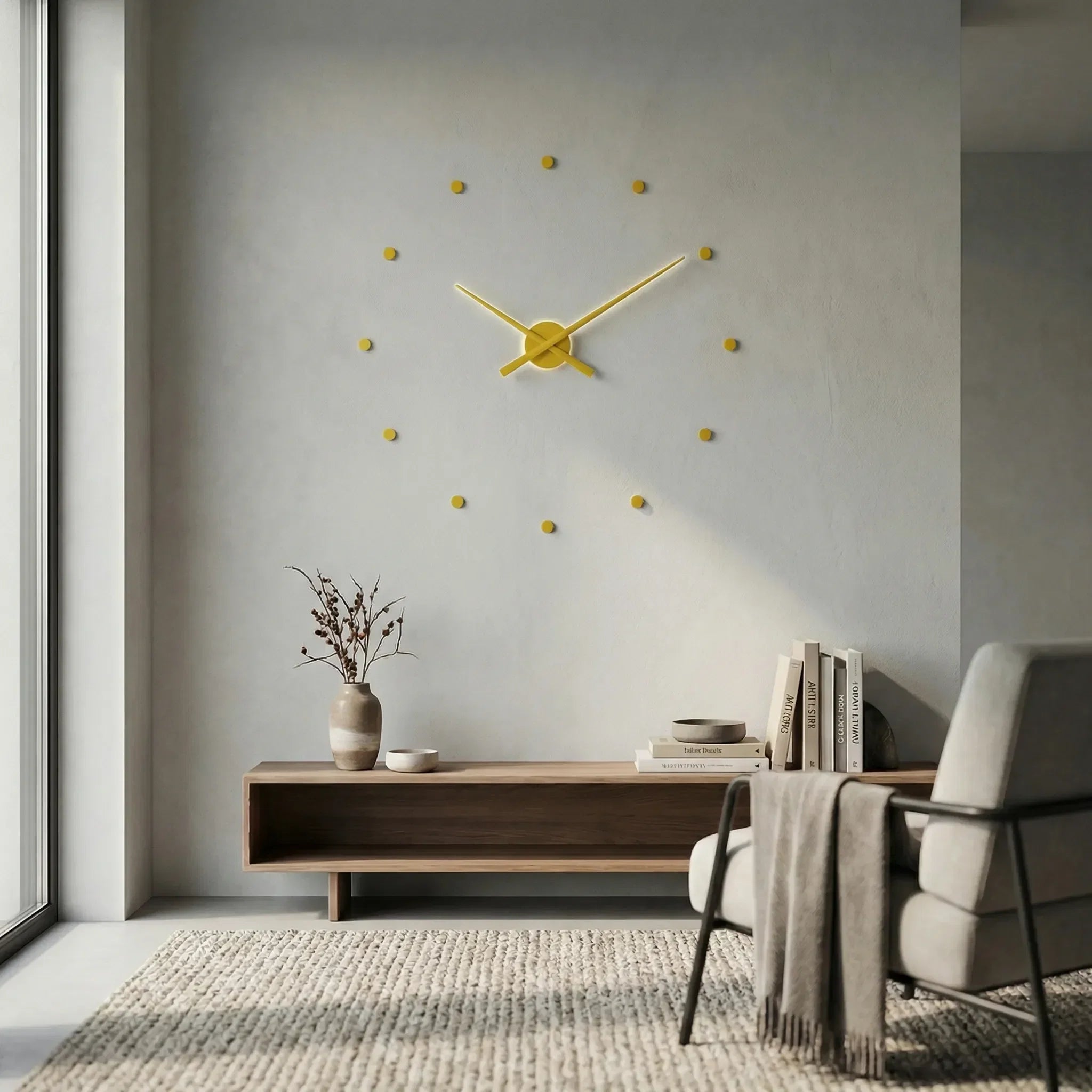 Minimalistische Wanduhr rahmenlos – leises Quarzwerk für moderne Räume
