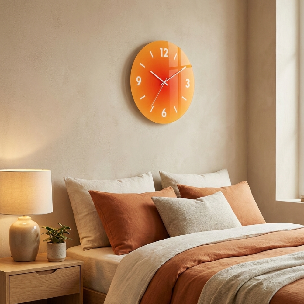 Wanduhr aus Glas mit Acrylzifferblatt – modern und geräuschlos