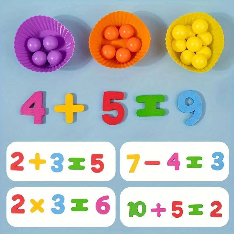 Montessori Zählperlen Set aus Holz für Mathe Lernen Kinder