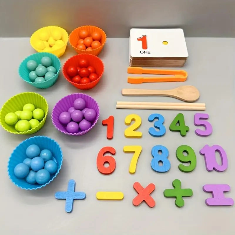 Montessori Zählperlen Set aus Holz für Mathe Lernen Kinder