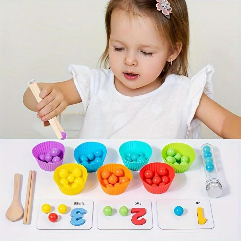 Montessori Zählperlen Set aus Holz für Mathe Lernen Kinder